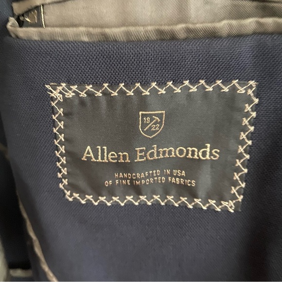 Allen Edmonds Blue Wool Classic 2 Button Sport Coat Blazer Jacket Mens 40R *NOTE - Picture 6 of 10